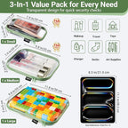 YQBRAO Clear Hard Shell Organizer Cases, 3-Pack, Green | Large, medium & small rigid PET organizers for home, travel, crafts and everyday organization - Image 4