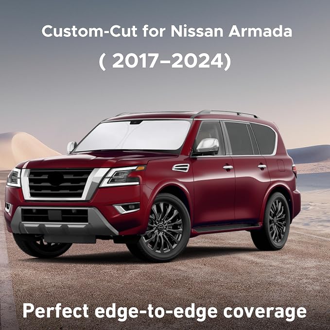 EcoNour Windshield Sunshade Compatible for Nissan Armada 2017-2023 2024 | Sun Visor for Front Windshield & Window Sun Shade Cover, UV Heat Blocker & Protector, Car Accessories - Image 2