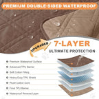 100% Waterproof Washable Dog Blanket, Dark Brown+Taupe, 52"x82" | 7-Layer Reversible Couch Covers for Dogs Met for Sofa Furniture Car Camping - Image 2