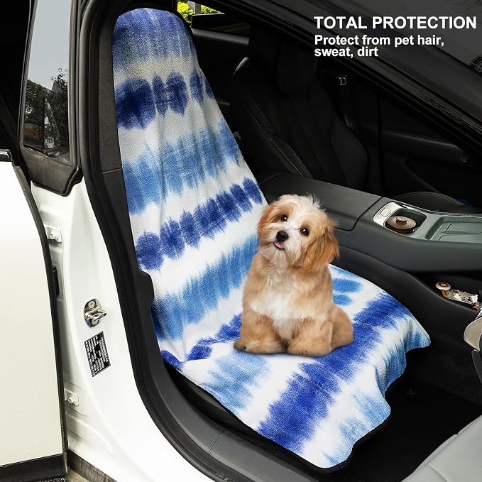 Waterproof Sweating Car Seat Cover for Post Gym Workout, Running, Swimming, Beach and Hiking, Universal Fit Non-Slip Bucket Seat Protector for Cars SUV Trucks, Machine Washable (Blue & White) - Image 5