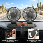 5V Dual Head Car Fan, Portable Vehicle Cooling Fan with 2 Speeds, 360° Rotatable Adjustable Dashboard Air Circulator for SUV, RV, Truck, Sedan, Cruise, Cigarette Lighter Powered USB Fan - Image 7