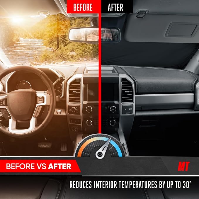 Motor Trend Custom Fit Ford F150 Sun Shade for Windshield 2015-2020 Ford F150 Accessories - Car Accessories Foldable Front Windshield Car Sun Shade - Automotive Interior Sunshade Visor UV Protection - Image 5
