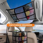 Dog Car Net Barrier,Universal Fit Sturdy Double-Layer Mesh 31.5"x23.6" Car Ceiling Cargo Net Pocket with Flexible Bungee Cords for Seat Movement Easy to Install - Image 6