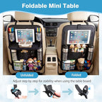 Car Backseat Organizer with Foldable Table Tray & Touchable Tablet Holder | Oxford Fabric,11 Large Capacity Storage Pockets.Kick Mat Protector for Family Road Trip Travel - Image 3
