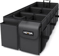 HOTOR Trunk Organizer - Foldable Car Organizer for SUVs & Sedans Storage | Sturdy Car Organization for Men & Women, Car Accessories, Tools, Sundries, Black, 6 Compartments, 34.8" x 16.0" x 11.6" by HOTOR