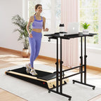 SIDUCAL Portable Standing Desk Adjustable Height, Rolling Computer Desk on Wheels, Mobile Home Office Workstation with USB Ports and Outlets, Laptop Cart for Standing or Sitting, 31.5" x 23.6" Black - Image 4