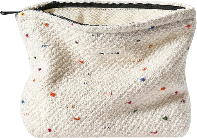 RSRSLEII Polka Dots Travel Makeup Bag, Cute Toiletry Bag(12Colorful Dots) | Aesthetic Cosmetic Bag with Zipper, Vintage Makeup Pouch with Canvas Lining, Car Storage Bag for Women and Girls by RSRSLEII
