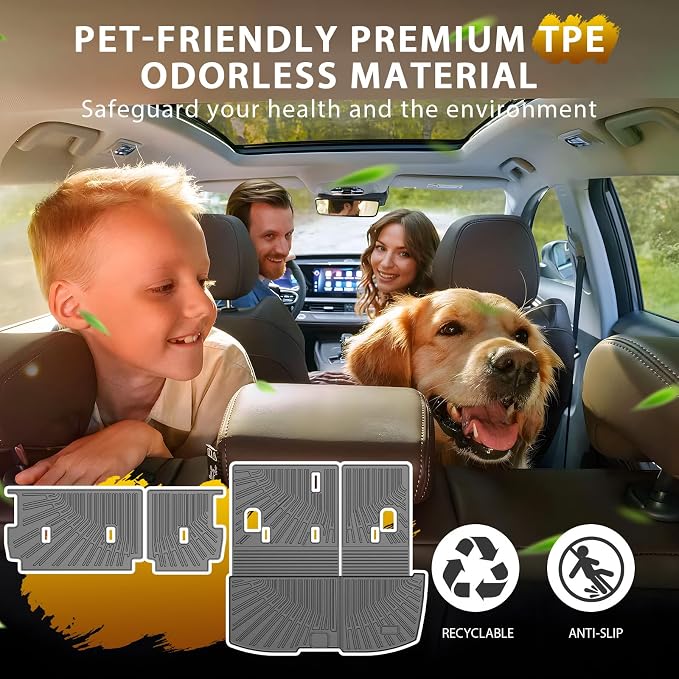 Powerty Cargo Mat with Backrest Mat for Honda Pilot 2009-2015, All Weather TPE Cargo Mat Liner for Pilot Rear Trunk - Image 3
