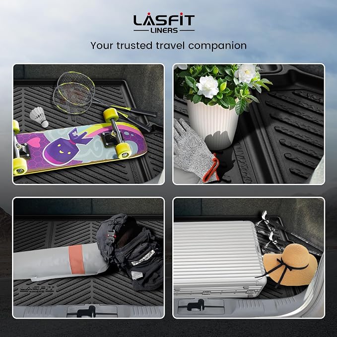 LASFIT Cargo Mat for Ford Mustang 2015-2023 with or Without Subwoofer | Trunk Liner Custom Fit All Weather Protector TPE One-Piece Design Easy Installation Easy Clean Trunk Mat, 1pc Black - Image 3
