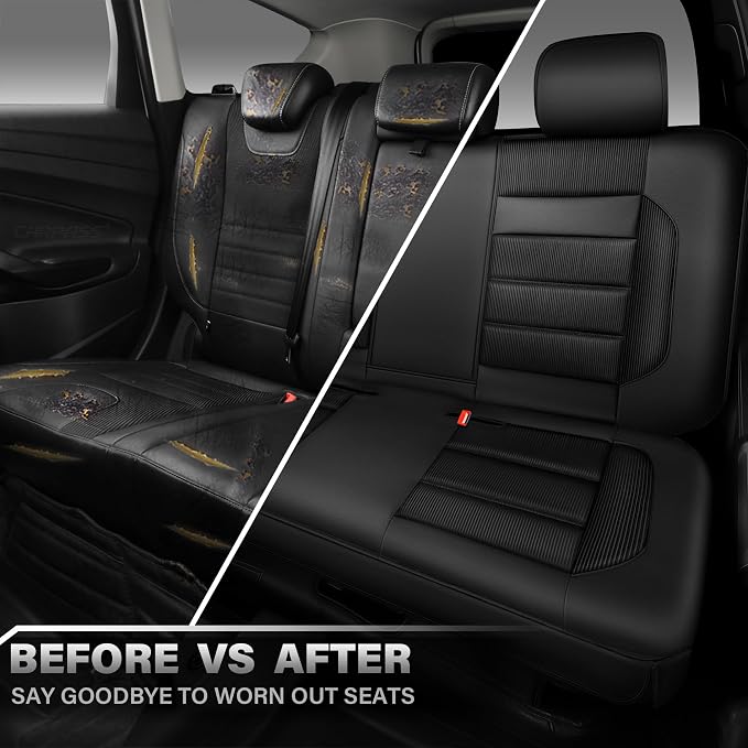 CAR PASS Memory Foam Car Seat Covers, Bench Seat Covers with 3D Thick Memory Foam, Luxury Breathable Airy Cool Rear Seat Covers, Automotive Comfort for Most Cars, Van,Trucks, SUVs(Rear,Black) - Image 6