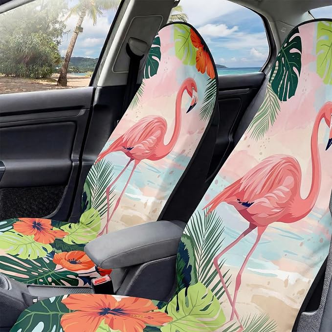 2 Pack Car Seat Towel Covers for Gym, Front Seats, Tropical | Full, Sweat Protector for Front Seats Premium Thickened with Elastic Strap Breathable & Quick Dry Machine Washable Running - Image 5
