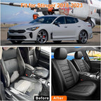 Stinger Car Seat Covers Custom Fit for Kia Stinger 2018-2023, Premium Full Coverage Leather Automotive Seat Protectors, All Seasons Waterproof Breathable, Airbag Compatible, (Full Set, Black) - Image 6