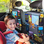 Backseat Car Organizer w/ 10 Storage Pockets 11" Tablet Holder, 2 PCS Gray | Car Organizers and Storage Kick Mats Back Seat Protector w/ Touch Screen Tablet Holder for Kids Toddlers, Travel Accessories - Image 7
