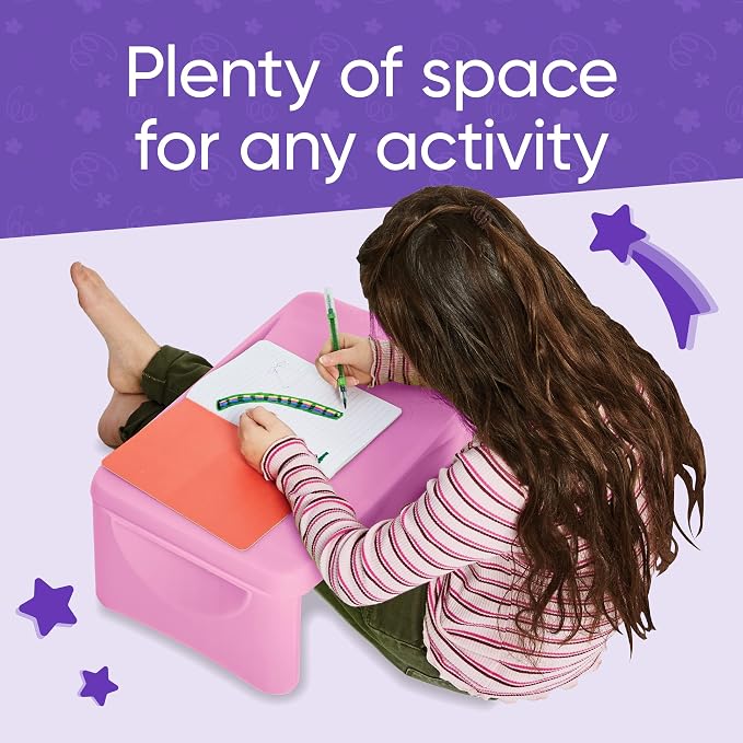 HearthSong Kids’ Portable Folding Lap Desk with Large Storage Activity Tray - 17" L x 12" W x 7½"H - Pink - Image 7