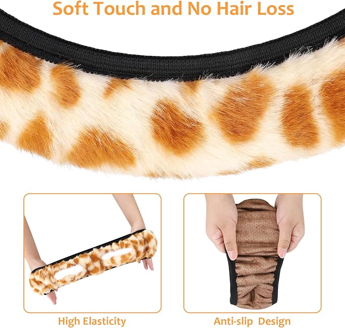 Accmor Fuzzy Leopard Print Car Steering Wheel Cover Women Car Accessories | Soft Furry, Non-Slip, Elastic Steering Wheel Covers, Universal 15 Inch Fit Auto, Suvs, Truck - Image 4
