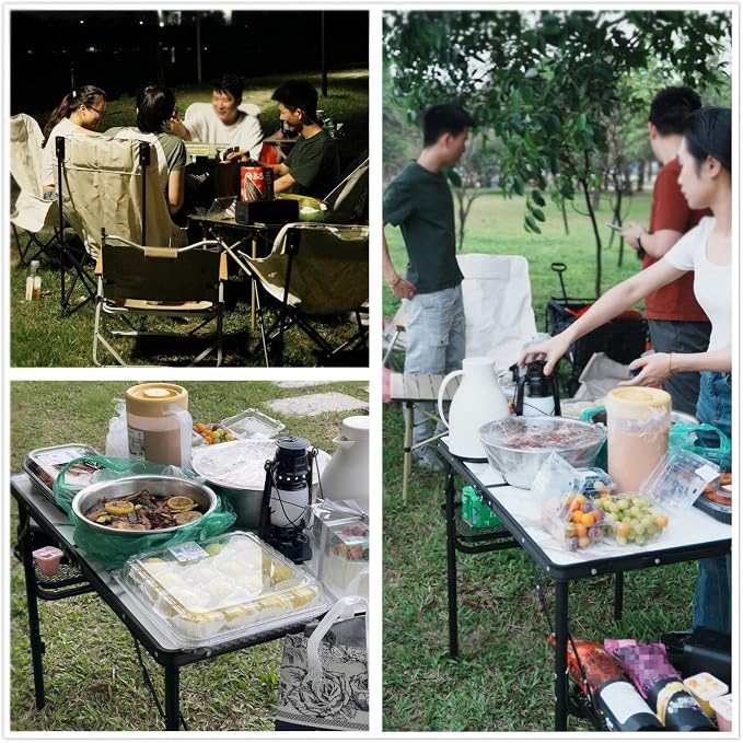 Titanker Folding Camping Table 3ft, Folding Picnic Table, Large Camp Table Portable with Extra Side Racks & Storage Net, Outdoor Patio Table, RV/Car Camping Essentials, Aluminum Light & Solid - Image 4