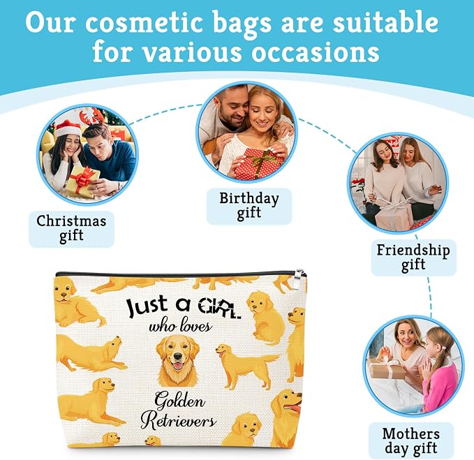 Best Dog Mom Gifts Makeup Bag Dad Mom Gifts for Golden Retriever Dog Lover Pet Animal Lover Owner Valentines Christmas Birthday Gift for Friend Sister Daughter Women Cosmetic Bag - Image 7