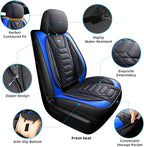 FREESOO for Toyota Tundra Seat Covers 2007-2021 Crewmax Cab 2 Front Set | 2pcs, Custom Fit, Airbag Compatible, Premium Waterproof Leather, for Truck Toyota Tundra Accessories, BlackBlue - Image 4