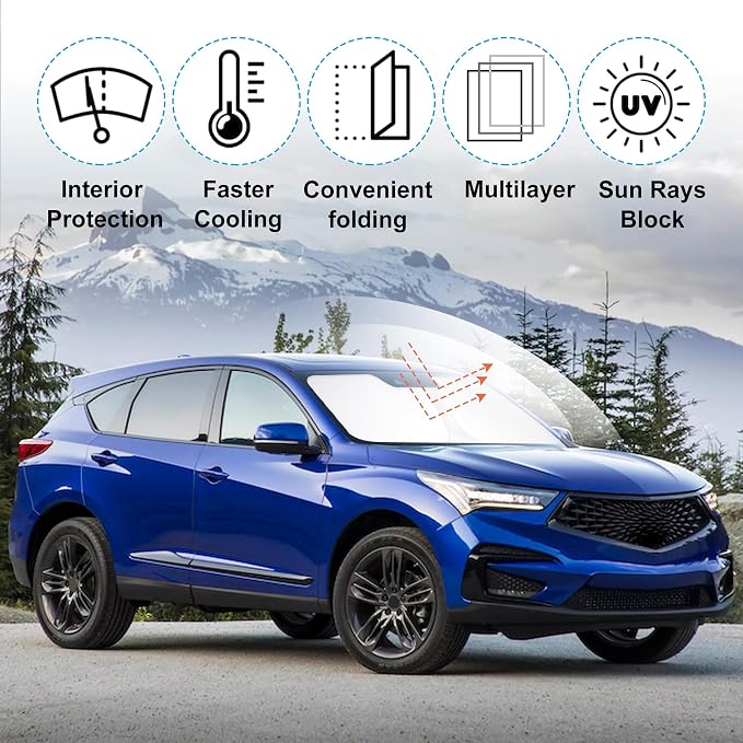 Windshield Sun Shade Sunshade for 2019-2026 A-c-u-r-a R-DX | Full covered for windshield, Foldable & Durable, Block UV Rays, Reduce Heat, Easy to install, Keeps Car Cooler - Image 2
