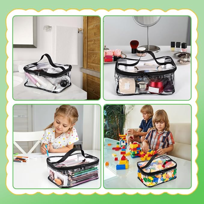 4 Pack Clear Toy Storage Bags, PVC Waterproof Toy Organizer, Black | Waterproof PVC, Transparent View, Reusable Zip Bags, Label Tags, for Blocks, Puzzles, Board Games, Travel and Home Storage - Image 6