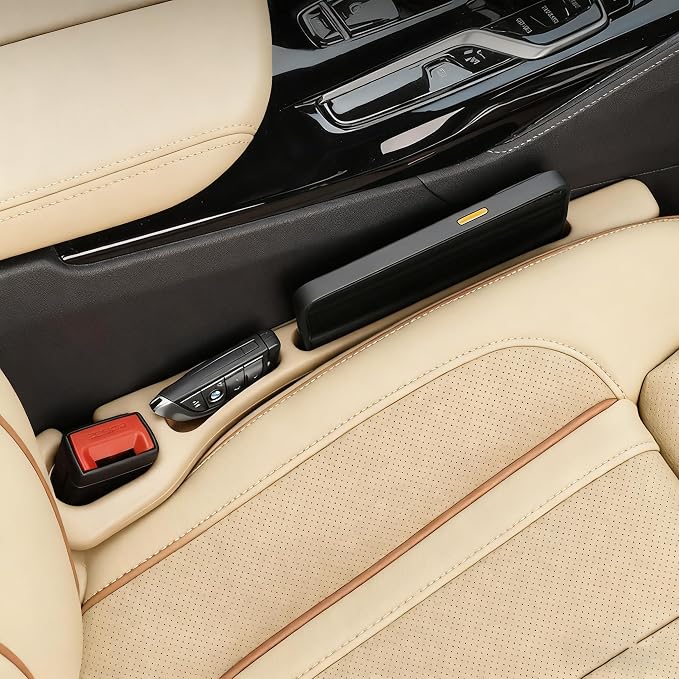 YLXGT Car Seat Gap Filler Organizer Universal for Car SUV Truck Accessories Seat Gap Plug Blocker with Storage Slot Beige 2 Pack - Image 2