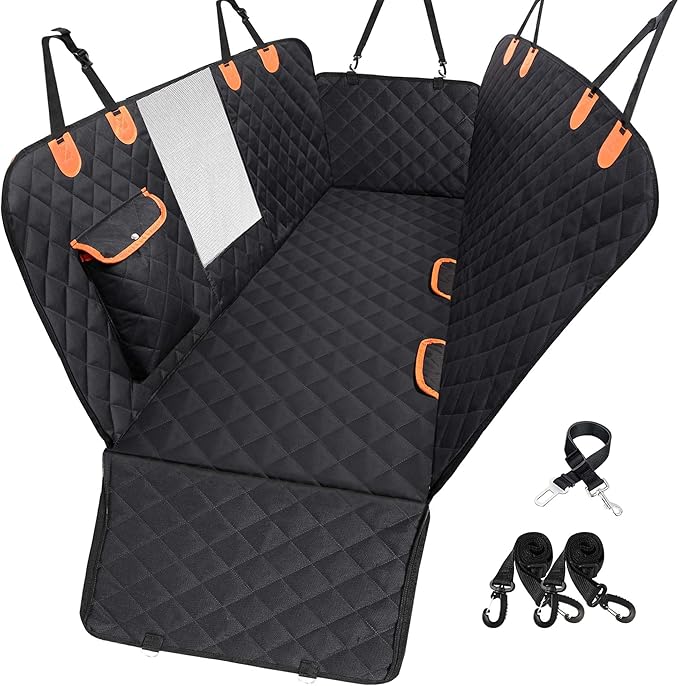 Dog Car Seat Cover for Back Seat 600D Scratchproof Nonslip Durable Waterproof Cars Pet Backseat Covers with Mesh Window Dogs Hammock for Car，SUV, Truck (60" W x 64" L) by EasyHaWei