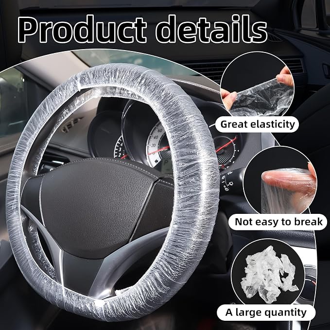 200PCS Disposable Steering Wheel Covers,Disposable Steering Wheel Protector with Elastic, Applicable to Cars, Trucks, Vans (200) - Image 2