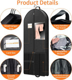 Garment Bag Travel Suit Storage: 63 Inch 2 Packs Fabric Breathable Zippered - Clothes Covers Carry Shoe Pockets Lightweight - Women Travel Wardrobe Protector Hanging Up Multiple - Image 5
