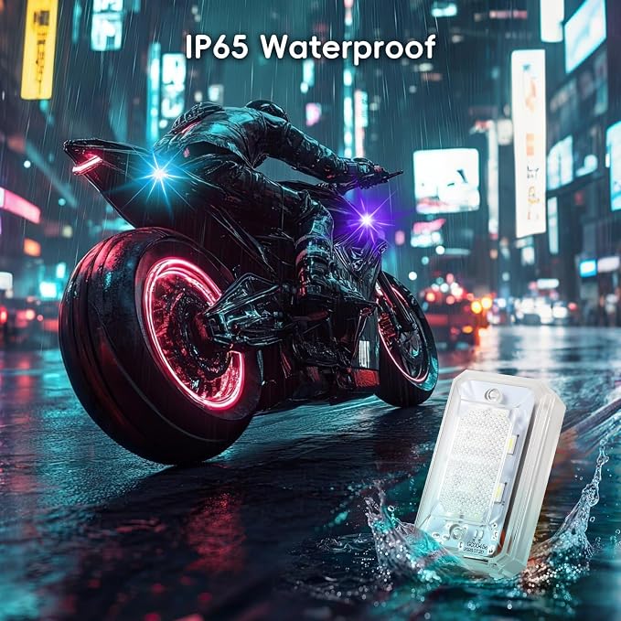 PIFOOG 11 LEDs Wireless Strobe Lights with Remote 500mAh Rechargeable Car RGB Car Interior Ambient Lighting Anti-Collision Strobes Light for Motocycle Vehicle Bike Scooter Warning Flashing 4PCS - Image 6