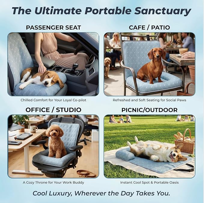 Premium Dog Cooling Car Seat Mat for Small Dogs & Puppies, Front Seat Travel - Image 6