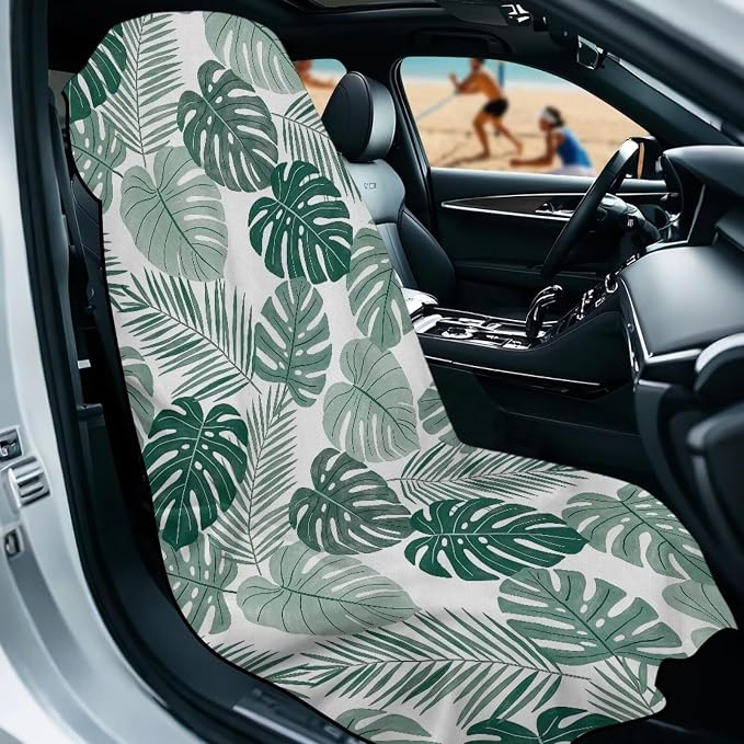 SEANATIVE Seat Cover Towel, Sweat Carseat Protector, Tropical Leaf Car Towel Cushion Cover Perfect for Car Truck SUV Seat, Great for Surfing Yoga Gym Workout - Image 2