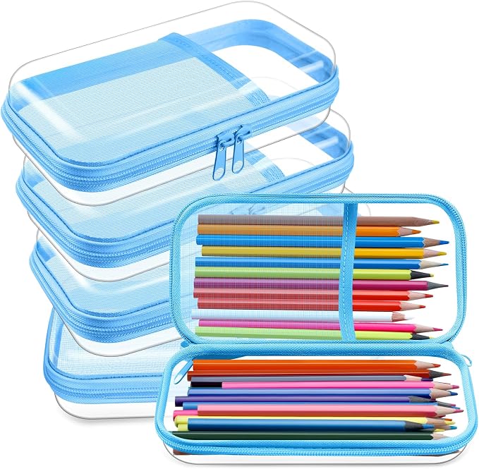 Sanwuta 4 Pcs Clear Hard Shell Zipper Case Plastic Case, Blue by Sanwuta