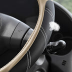 Elantrip Steering Wheel Cover Leather 15 1/2 to 16 inch Universal Large Soft Grip Breathable for Car Truck SUV Jeep Anti Slip Beige - Image 3