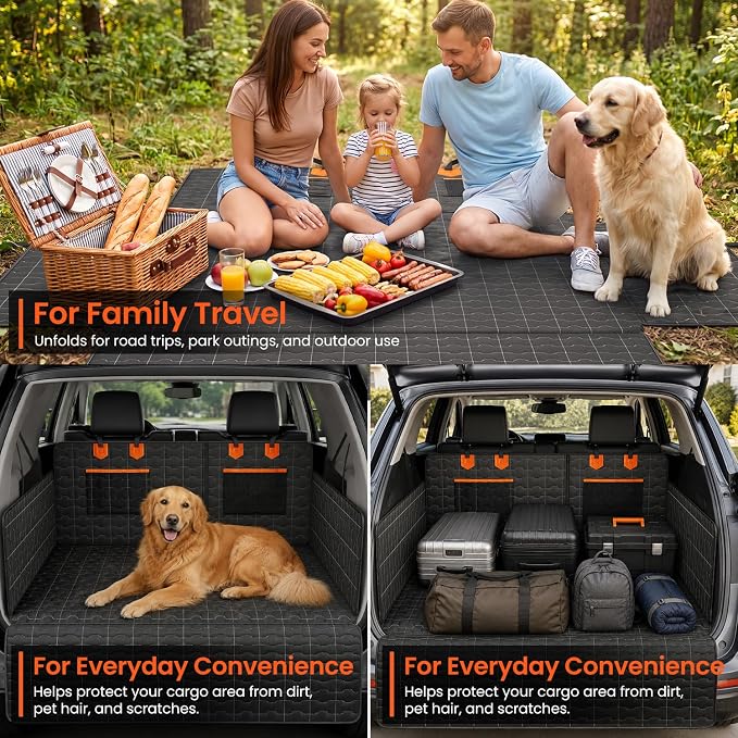 IJVAE SUV Cargo Liner for Dogs, Waterproof Dog Trunk Cover with Bumper Flap Protector, Pet Cargo Mat for SUVs Sedans Vans, Non-Slip Scratchproof Dog Seat Cover，Large Size Universal Fit, Black - Image 6