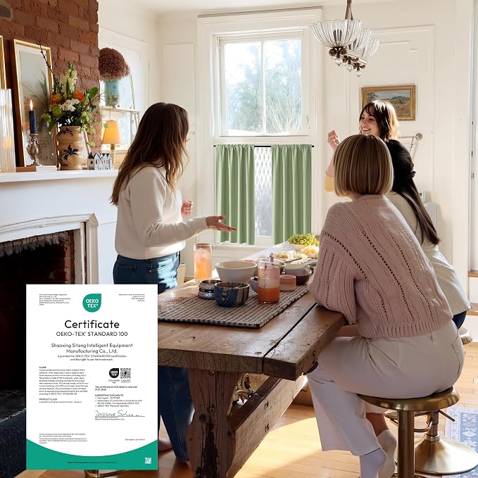 RYB HOME 100% Blackout Short Curtains for Small Window, Thermal Insulated | Total Room Darkening, Noise Reducing, Curtains for Basement Bathroom RV Cars, W29 x L30, Sage Green, 2 Panels - Image 6