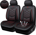 CAR PASS Luxury Nappa Leather Front Seat Covers, Water Resistant 3D Foam Seat Covers with Lumbar Support, Breathable Auto Seat Cover Airbag Compatible Universal Fit for Sedan SUV Van Truck, Black Red - Image 8