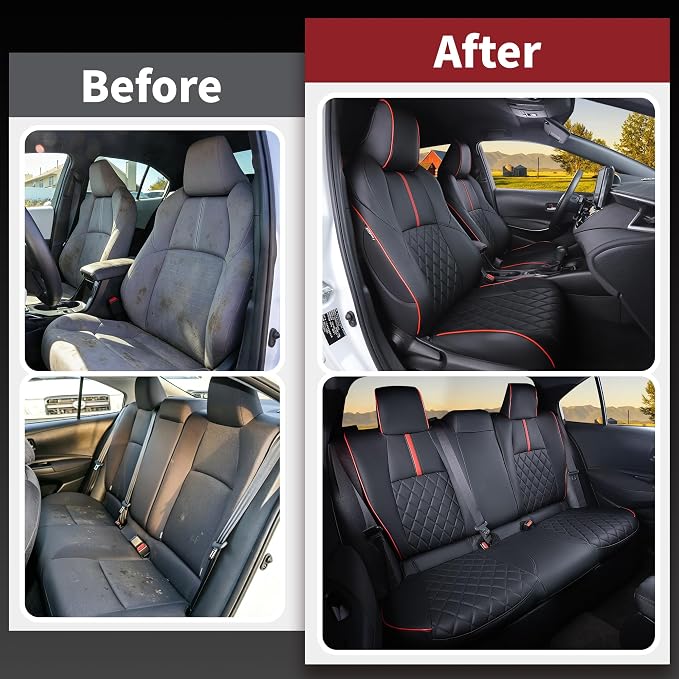 HKZ Customized Special seat Cover for Toyota Corolla (Black+Red, Sedan,2020-2026 SE/FX Gas-Only) - Image 5