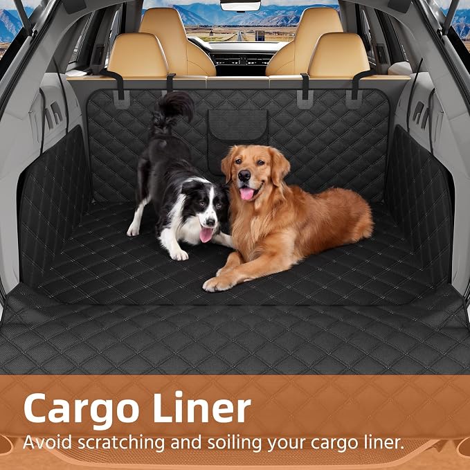 Simple Trending SUV Cargo Liner for Dogs, Waterproof Dog Car Seat Cover Mat | for SUVs Sedans Vans, Universal Fit Pet Trunk Cover with Non-Slip Bumper Flap Protector, Black - Image 2