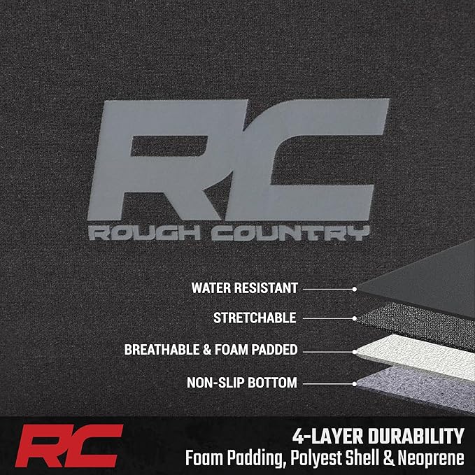 Rough Country Neoprene Front Seat Covers for Chevy Silverado & GMC Sierra 1500 (2019-2026) - Waterproof & UV Resistant, Foam Padded, Front Row Cover Set - Image 4