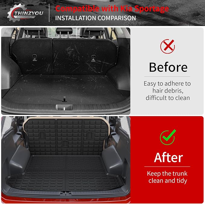 Floor Mats Set for 2023 2024 2025 2026 Kia Sportage Gas | Not for Hybrid & PHEV, Trunk Mat Cargo Mat Cargo Liner TPE All Weather Back Seat Cover Protector 2025 Sportage Accessories - Image 7