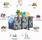 Extra Large Utility Tote Bag - Oversized Collapsible Reusable Wire Frame Rectangular Canvas Basket With Two Exterior Pockets For Beach, Pool, Laundry, Car Trunk, Storage - Paisley Blue - Image 3