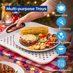 Food Trays for Eating on Couch - 2 Pack - Non Slip Dinner Trays for Eating Set of 2 Non Slip Serving Tray and Food Tray with Handles (White) - Image 7