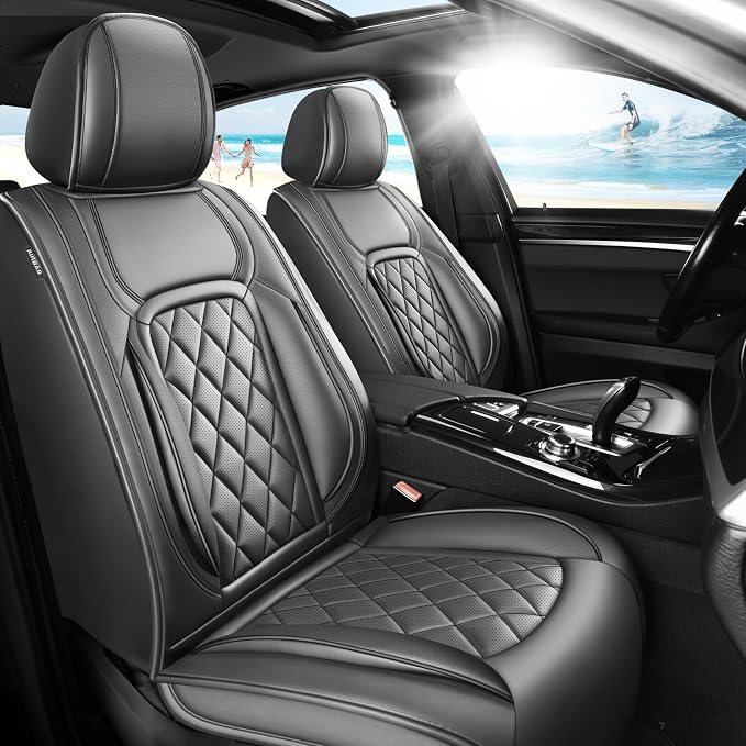 Fit bZ4X Premium Leather Car Seat Covers for Toyota bZ4X 2023-2025 2026 - Waterproof，Breathable，All-Weather Seat Cushion Protecto & Airbag Compatible, Full Set Black by Unknown