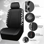 CAR PASS Cow Diamond Leather Bling Car Seat Covers Universal, Faux Shining Rhinestones Two Front only, Fit 95% Automotive Glitter Crystal Sparkle Strips for Cute Women Girl, 2PCS Cow Silver Diamond - Image 3