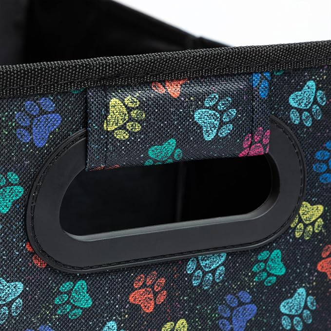 GreaterGood Paws Car Trunk Organizer Foldable Storage Bin with Handles Non Slip Base Pet Gear Travel Tote for SUV Truck (Confetti Paws) - Image 6