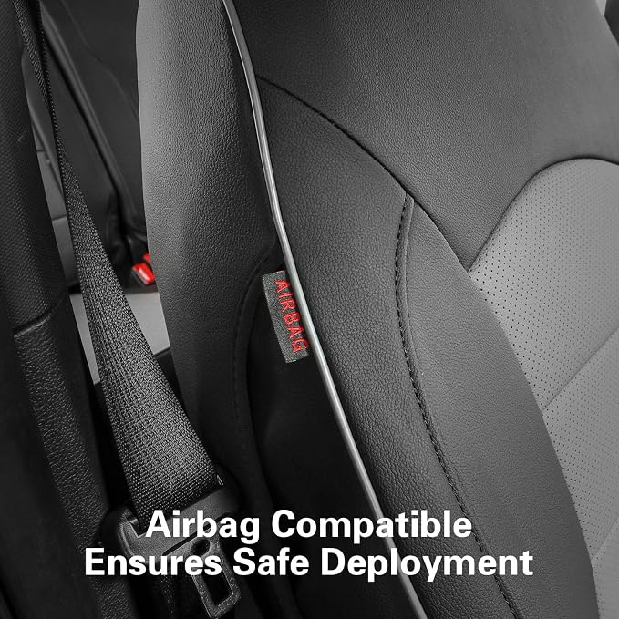 EKR F150 Seat Covers for (4 Door,SuperCrew) 2015-2020 Ford F150 XL/XLT & (CrewCab) 2017-2022 F250/F350/F450 SuperDuty XL/XLT,Family & Pet Friendly,Waterproof-Faux Leather(Black/Gray) - Image 5