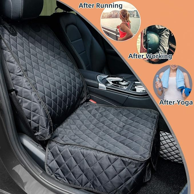 Waterproof Front Seat Car Cover 2 Pack, Full Protection | Dog Car Seat Cover with Side Flaps, Nonslip Scratchproof Captain Chair Seat Cover Fits for Cars, Trucks, SUVs, Jeep, Black - Image 2