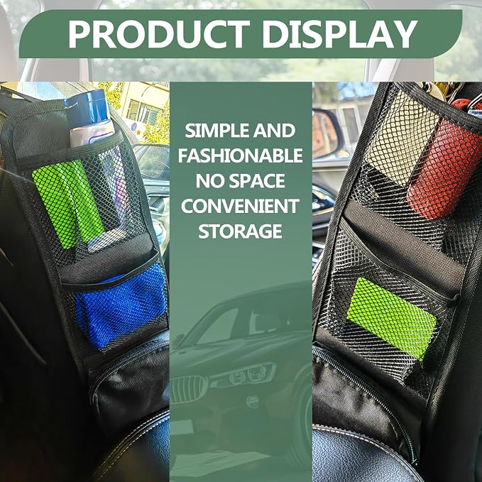 KEVWR 2 PCS Car Seat Side Organizer, Multifunctional Stuff Holder with Mesh Net Pocket, Auto Seat Storage Hanging Bag For Cars, SUVs, Trucks. Can Hold Mobile Phone, Wallet, Glasses (Black) - Image 6