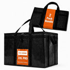PRO Large Insulated Food Delivery Bag (3XL, Black, 2 Pack) | Thermal bag, For cold & hot food, Water-resistant, Portable cooler, Soft sided catering tote, Grocery bag with zippered top by NZhome