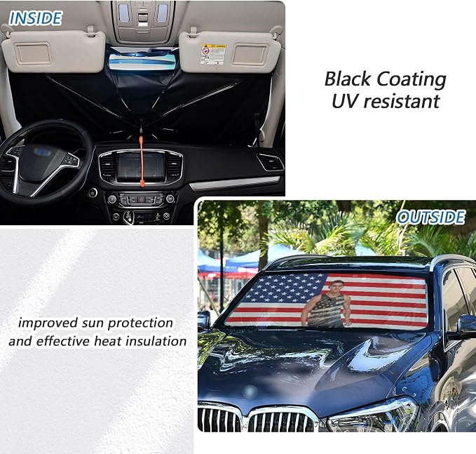 USA Flag Custom Windshield Sun Shade Cover Uv Protection Sunshades for Auto Car Interior Accessories - Image 5